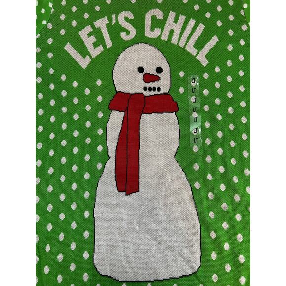 BIOWORLD Christmas Sweater NWT "Let's Chill" Snowman Unisex Pullover Size LT - Picture 2 of 6